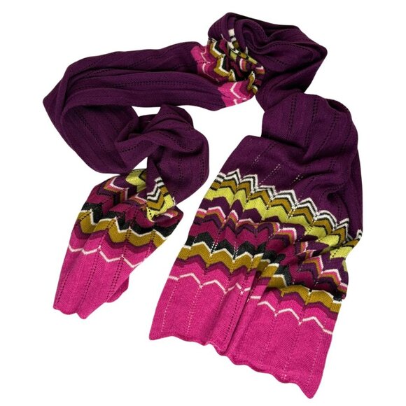 Missoni X Target Wool Blend Purple ZIG-ZAG Chevron Knit 13" x 68" Scarf Ltd Ed - Picture 3 of 7